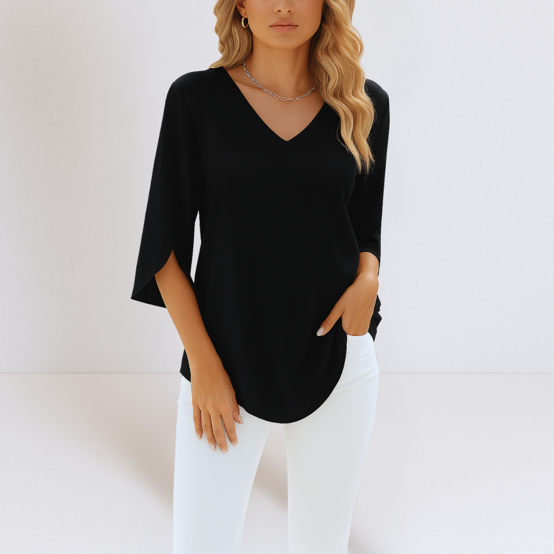 Karin™ | Elegant blus med V-ringning och delade ärmar