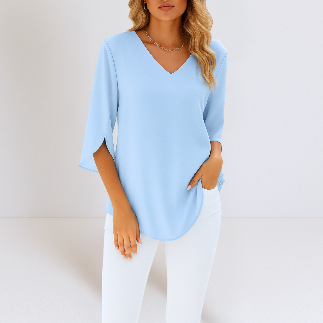 Karin™ | Elegant blus med V-ringning och delade ärmar