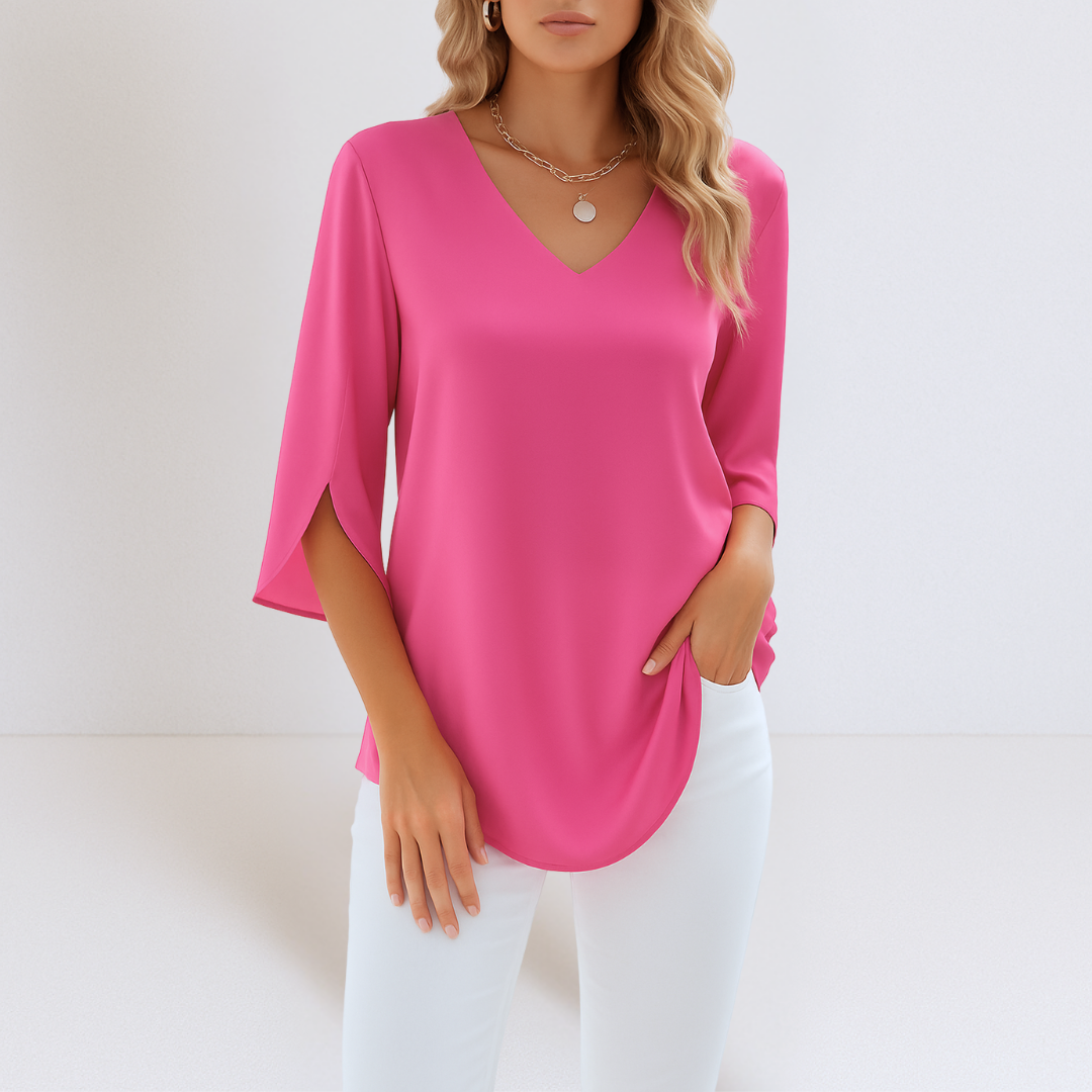 Karin™ | Elegant blus med V-ringning och delade ärmar