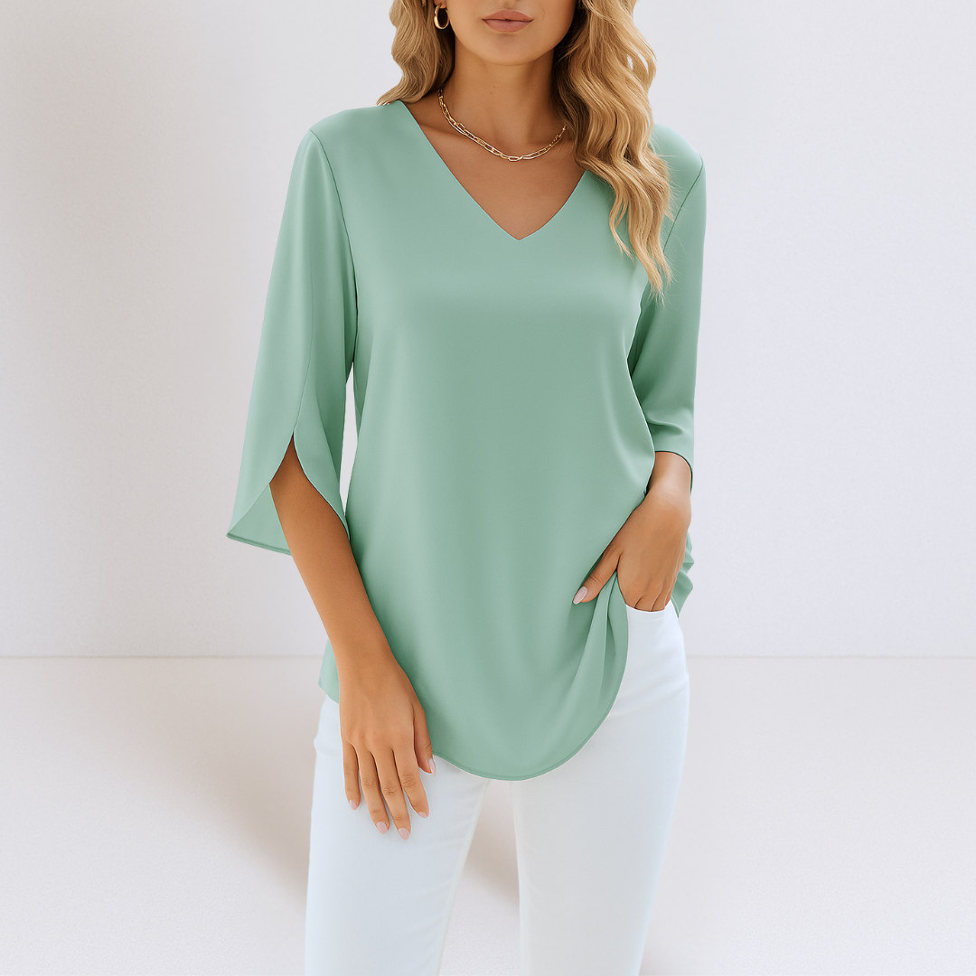 Karin™ | Elegant blus med V-ringning och delade ärmar