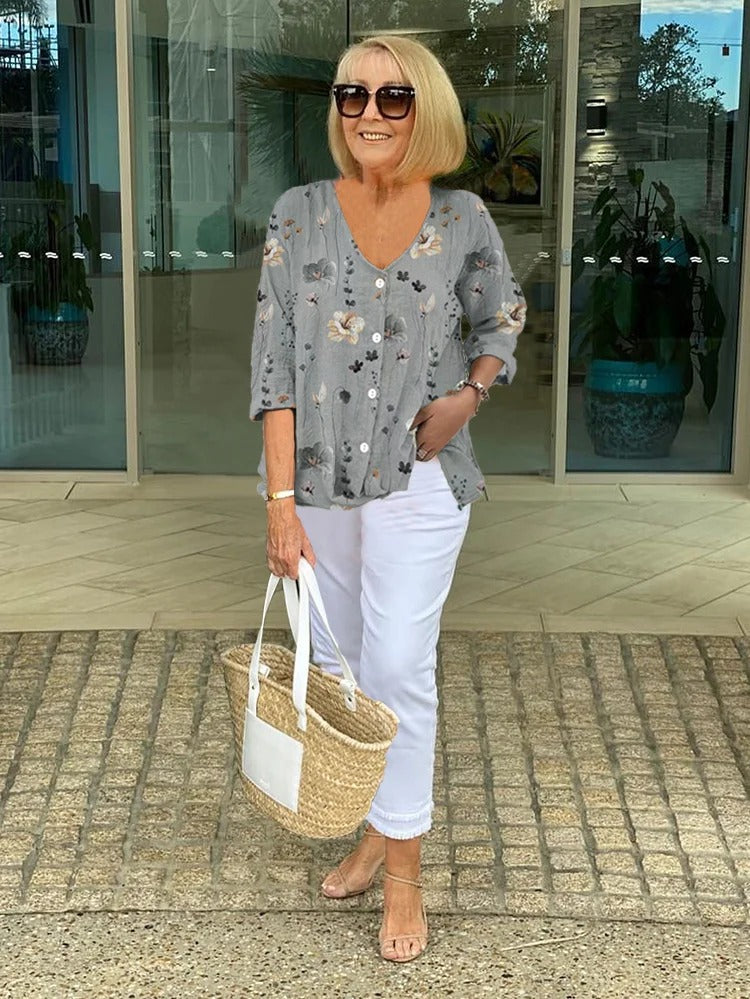 Viveca™ | Elegant blus med blommönster