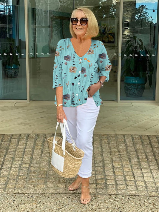 Viveca™ | Elegant blus med blommönster